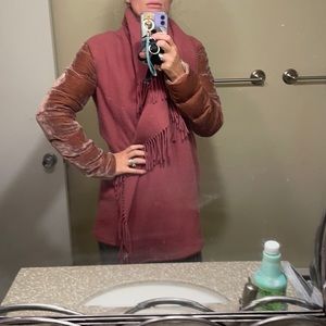 MONCLER blush velvet down sleeve wrap cardigan